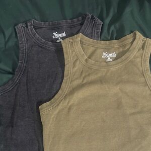 Natural Reflections Sleeveless Tops in Black and Olive